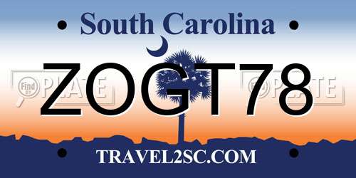 ZOGT78 South Carolina License Plate