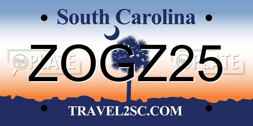 ZOGZ25 South Carolina License Plate