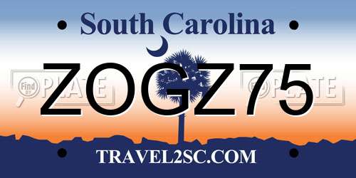 ZOGZ75 South Carolina License Plate