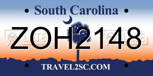 ZOH2148 South Carolina License Plate