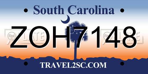 ZOH7148 South Carolina License Plate