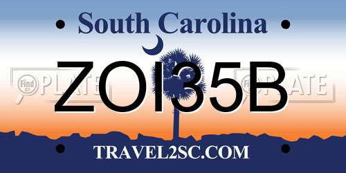 ZOI35B South Carolina License Plate