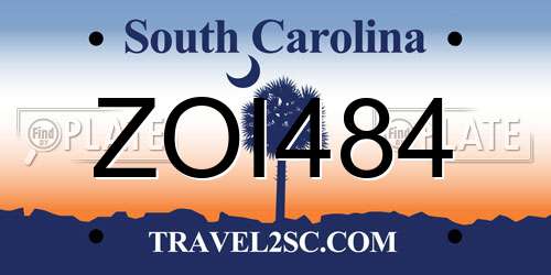 ZOI484 South Carolina License Plate