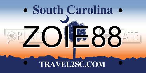 ZOIE88 South Carolina License Plate