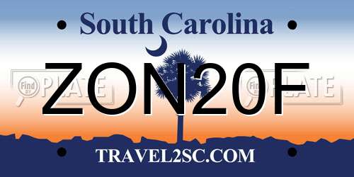 ZON20F South Carolina License Plate