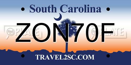 ZON70F South Carolina License Plate