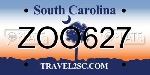 ZOO627 South Carolina License Plate