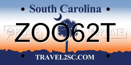 ZOO62T South Carolina License Plate