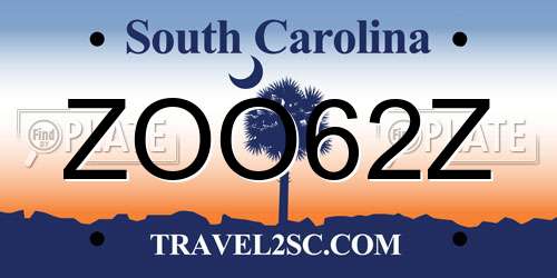 ZOO62Z South Carolina License Plate