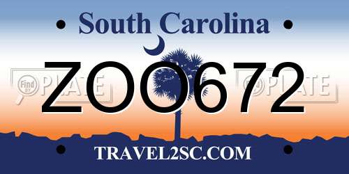 ZOO672 South Carolina License Plate