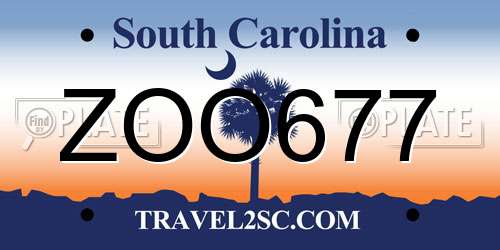 ZOO677 South Carolina License Plate