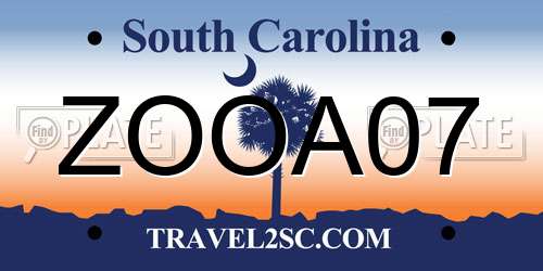 ZOOA07 South Carolina License Plate