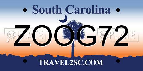 ZOOG72 South Carolina License Plate