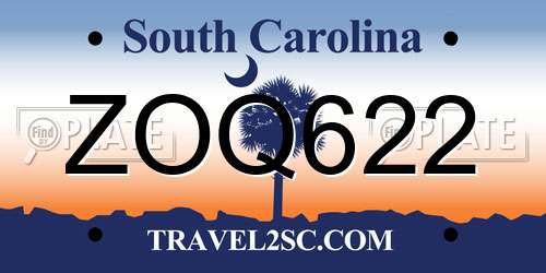 ZOQ622 South Carolina License Plate
