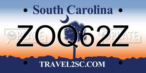 ZOQ62Z South Carolina License Plate
