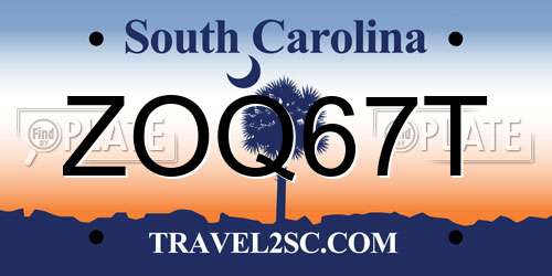 ZOQ67T South Carolina License Plate