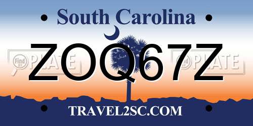 ZOQ67Z South Carolina License Plate