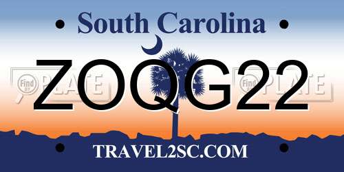 ZOQG22 South Carolina License Plate