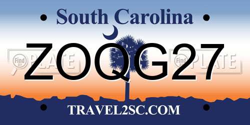 ZOQG27 South Carolina License Plate