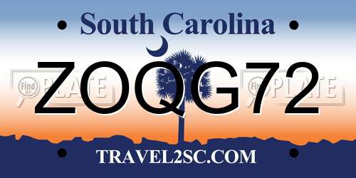 ZOQG72 South Carolina License Plate