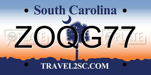 ZOQG77 South Carolina License Plate