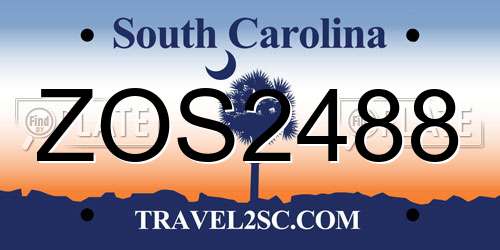 ZOS2488 South Carolina License Plate