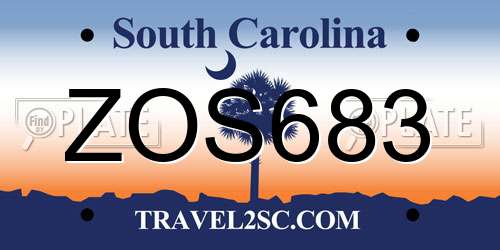 ZOS683 South Carolina License Plate