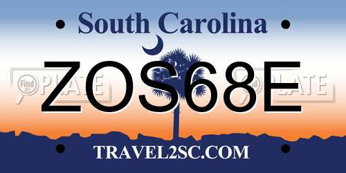 ZOS68E South Carolina License Plate