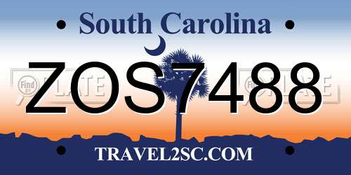 ZOS7488 South Carolina License Plate