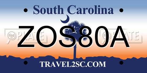 ZOS80A South Carolina License Plate