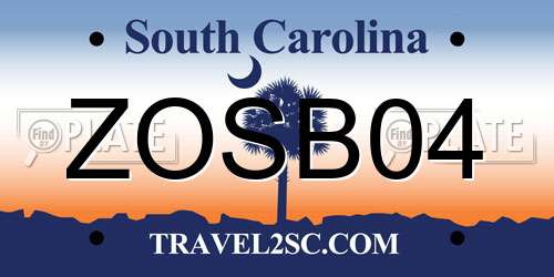 ZOSB04 South Carolina License Plate