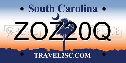 ZOZ20Q South Carolina License Plate