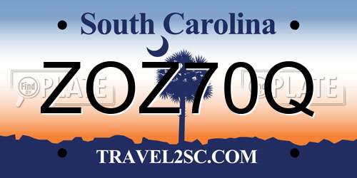 ZOZ70Q South Carolina License Plate
