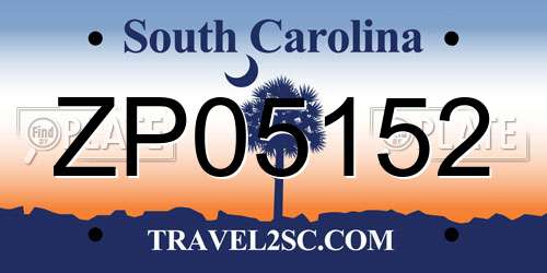 ZP05152 South Carolina License Plate