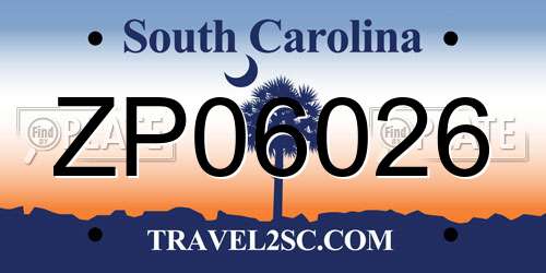 ZP06026 South Carolina License Plate