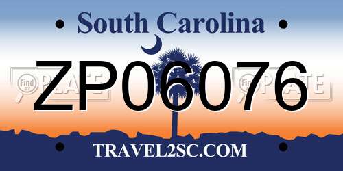 ZP06076 South Carolina License Plate