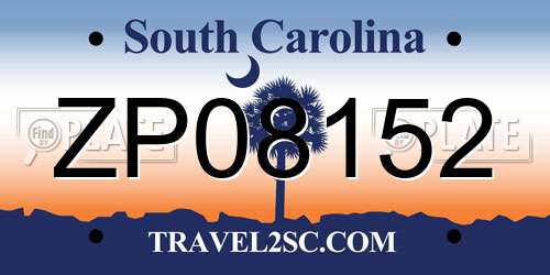 ZP08152 South Carolina License Plate