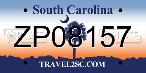 ZP08157 South Carolina License Plate