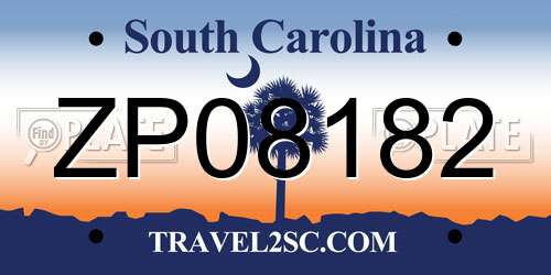 ZP08182 South Carolina License Plate