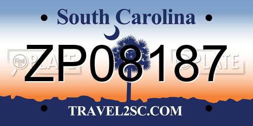 ZP08187 South Carolina License Plate