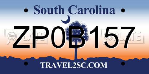 ZP0B157 South Carolina License Plate