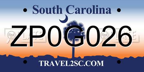 ZP0G026 South Carolina License Plate