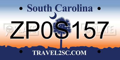 ZP0S157 South Carolina License Plate