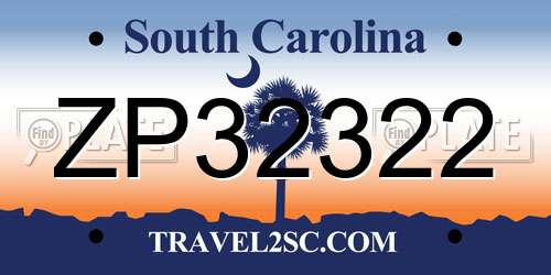 ZP32322 South Carolina License Plate