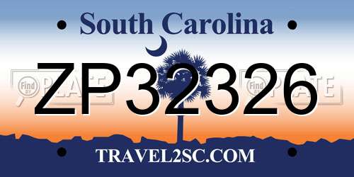 ZP32326 South Carolina License Plate