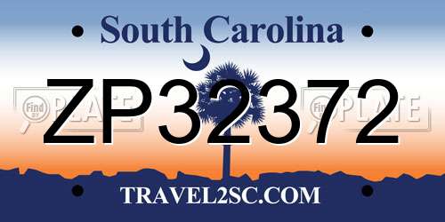 ZP32372 South Carolina License Plate