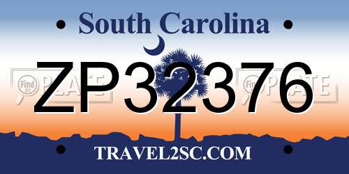 ZP32376 South Carolina License Plate