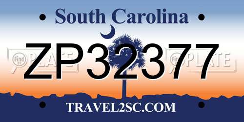 ZP32377 South Carolina License Plate