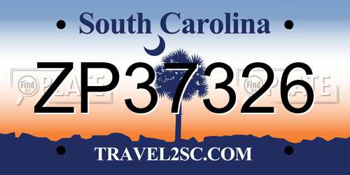 ZP37326 South Carolina License Plate