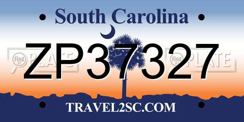 ZP37327 South Carolina License Plate
